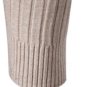 billiga tröja för män-Herr Pullover tröja Stickad tröja Ribbad Sticka Vanliga toppar Stickat Slät Polokrage Mode Grundläggande Semester Dagliga kläder Kläder Höst Vinter Vin Svart S M L
