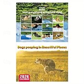 お買い得  家庭用品-2026年 怒った猫 カンフー猫カレンダー 面白い犬のうんちカレンダー ラミネート加工 月間プランナー 英語の日付付き 1月から12月まで 自宅やオフィスの装飾に最適 猫好きや犬好きの方に最適