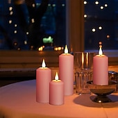 preiswerte Kerzenlicht-3/4/6/9 Stück Halloween Weihnachten zylindrisches Laden elektronisches Kerzenlicht Fernbedienung Timing Innen- und Außenbereich Hof Hochzeit Party Atmosphäre Dekoration hellviolett rosa