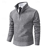 halpa miesten villapaita-Miesten Neulepusero Joustin Neuloa Tavalliset topit Kudottu Tiukka Tavallinen Pystykaulus Neuleet Moderni nykyaikainen Kausaliteetti Arki-asut Vaatetus Syksy Talvi Viini Sininen L XL 2XL
