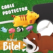 cheap Storage &amp; Organization-5pcs Animal Bite Cable Protectors Cute Cartoon Animal Wire Covers for Phone Charger Cord Protection Decorative Silicone Cable Saver for iPhone USB Data Cables