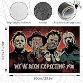 levne Halloween-1ks halloweenská rohožka ke dveřím s hororovými postavičkami - protiskluzová, super savá, pratelná polyesterová koupelnová předložka pro vnitřní i venkovní použití