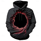 abordables Motif 3D-Homme Illusion d&#039;optique Sweats à capuche Sweatshirt Sweat à capuche Sweat à capuche Col ras du cou Mode Impression 3D Fête Vêtements de rue Noir 1 Noir Cordon de serrage Automne Hiver Designer