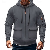 economico felpe in pile-Per uomo Felpa con cappuccio Felpa con cappuccio in pile Felpa con cappuccio tattica Nero Bianco Vino Verde militare Rosso Con Cappuccio Semplice Tasca Sport &amp; Outdoor Casuale Quotidiano Streetwear