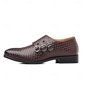 economico Formale-scarpe da uomo con triplo cinturino in similpelle intrecciata e testurizzata – design con fibbia unica per uomini alla moda, banchetti e ricevimenti serali