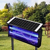 cheap Bug Zapper-Solar Bug Zapper Outdoor, Mosquito Zapper Waterproof Electric Fly Zapper Rechargeable Mosquito Killer Lamp with 15W Solar Panel, Cordless Fly Trap for Backyard, Patio, Garden, RV, Camping