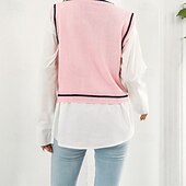preiswerte Pulloverweste-Damen Pullunder Pullover Lässig Skelett Grobstrick V Ausschnitt Gestrickt Ärmellos Normale Oberteile Stricken Halloween Täglich Ferien Schwarz Rosa Herbst Winter