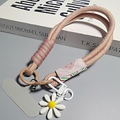 abordables Cordons et dragonnes pour téléphone-Corde courte imprimée pour téléphone portable, pendentif fleur, corde tissée courte à double usage, corde de suspension robuste pour voyage en plein air pour hommes et femmes