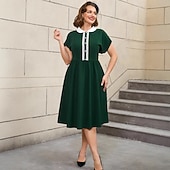 olcso Ruhák-Retró 1950-es Rockabilly Déli Flare ruha Extra méret A-vonalú Jelmez Női Vakáció Hazaérkezés Buli és este Felnőttek Ruha Tavaszi nyár