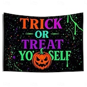 cheap Halloween Wall Tapestries-Halloween Blacklight Tapestry witch UV Reactive Glow in the Dark Forest Trippy Mountain Misty Graveyard Ghost Hanging Tapestry Wall Art Mural for Living Room Bedroom
