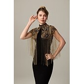 preiswerte Schals &amp; Umhänge-Retro Vintage Goldene Zwanziger 1920er Umhang Schals Der große Gatsby Flapper-Mädchen Pailletten Fransen Damen Weihnachten Halloween Karneval Hochzeit Abendgesellschaft Maskerade Erwachsene