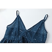 economico Abiti boho-Per donna Abito Midi Abito Boho Abito occidentale Moda Classico Moderno Vacanza Quotidiano Uscire Vestibilità regolare Semplice Senza Maniche Scollo a V Blu scuro Estate