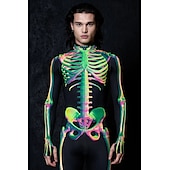 olcso Páros és csoportos jelmezek-koponya csontváz test halloween csoportos páros jelmezek teljes testes macskaruha ijesztő jelmez férfi női fiú gyermek felnőttek előadás buli klub halloween karnevál halottak napja könnyű