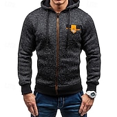 abordables pulls molletonnés-Homme Sweat à capuche Sweat-shirt Sweat à capuche zippé intégral Sweat à capuche en polaire Gris Claire Gris foncé À capuche Uni Avec Poches Sport &amp; Loisir Quotidien Vêtements de rue Basique