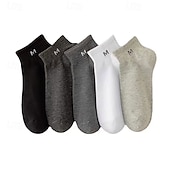 economico calzini da uomo-Per uomo 10 coppie Pacchi Multipli Calzini Calzini da Corsa Calzini Casual Nero+Bianco+Grigio Nero Colore Lettera Vacanza Sport &amp; Outdoor Quotidiano Base Medio Primavera Autunno Moda Casual