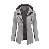 abordables veste active-Femmes Manteau Confortable Avec Poches Fermeture intégrale Mode street style Uni Extérieur Décontracté Quotidien Long À capuche Coupe régulière manche longue Vêtements d&#039;extérieur Noir Jaune Rose
