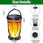 tanie Oświetlenie krajobrazowe-1 szt. zewnętrzna wodoodporna lampa z migającym płomieniem słonecznym 28 koralików LED na dziedziniec, ogród, trawnik, ścieżka, taras, lampa wisząca, lampa wisząca, halloween, dekoracja na imprezę