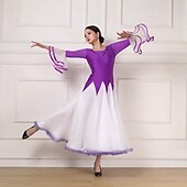 olcso Báli ruha-Társastánc Ruha Illesztés Kristályok / Strasszok Női Teljesítmény Parti Hosszú ujj Organza Lycra