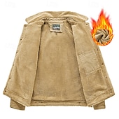 billiga Cargo Jackor-Herr Fleece-jacka Cargojacka Chore Jacka Formell Hem Vindtät jacka Hållbar Ficka Fleecekrage Höst Vinter Ensfärgat Aktiv Vintage Krage Normal Marinblå Mörkgrön Kaki Jacka