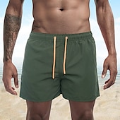 baratos shorts de natação masculinos-Homens Calção Justo de Natação Shorts de Natação Bermuda de Surf Tecido Secagem Rápida Respirável Cintura elástica Com Cordão Férias Praia Havaiana Casual Azul Lago Preto