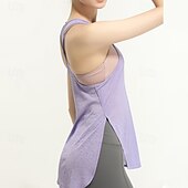 tanie Topy do jogi-Damskie Kamizelka do jogi Czołg Szybkie wysychanie Oddychający Bez rękawów Sport Jednokolorowe Top Dla Siłownia Obuwie sportowe Pilates Odzież sportowa