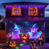 お買い得  ハロウィン壁タペストリー-ハロウィン ブラックライト タペストリー UV反応 暗闇で光る 森 トリッピー 山 霧 墓地 ゴースト 吊り下げ タペストリー 壁アート 壁画 リビングルーム 寝室用
