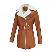 abordables vestes en sherpa-Femmes Veste en Polaire Confortable Fermeture intégrale Mode street style Uni Extérieur Décontracté Quotidien Régulier Col Rabattu Coupe régulière manche longue Vêtements d&#039;extérieur Noir Bleu Chameau