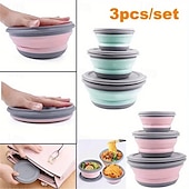 economico Attrezzatura da Campeggio-Set di 3 ciotole pieghevoli in silicone - senza BPA e a prova di perdite &amp;durevole - pieghevole &amp;design espandibile per una facile conservazione - perfetto per i viaggi in campeggio &amp;avventure