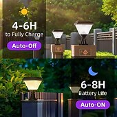 economico Applique per esterni-Lampada solare da esterno a LED con telecomando, temporizzata, con pilastro luminoso, IP65, lampada solare da giardino a LED, dimmerabile, RGB, luce calda, luce bianca, luce neutra, lanterna solare,