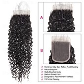abordables 3 paquets extensions à fixation-Extensions de cheveux humains bouclés ondulés, lot de 3, avec fermeture en dentelle 4x4, 25,4 à 71,1 cm, pour femmes noires