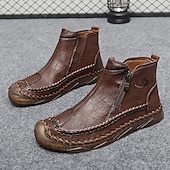 abordables Bottines-Bottines zippées faites main pour hommes pour un confort quotidien – bottes de marche décontractées de style vintage pour les voyages d&#039;automne et les aventures urbaines