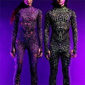abordables Costumes de couple et de groupe-Combinaison en toile d&#039;araignée pour Halloween, costumes de groupe pour couples, combinaison intégrale, costume effrayant pour hommes, femmes, garçons, enfants, adultes, performance, fête, club,