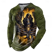 preiswerte T-Shirts mit Tiermuster-Sarah Richter Halloween Herren Drachen 3D Henley Shirt T-Shirt T-Shirt Langarm T-Shirt 3D-Druck Henley Shirt mit Schnürung am Hals Mode lässig Vintage Retro T-Shirt