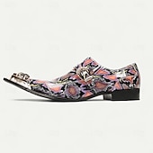 cheap Premium Leather Loafers-Men&#039;s Punk-Inspired Pink Python Print Monk Strap Shoes – Statement Dress Footwear for Stylish Men at Clubs and Special Occasions