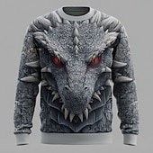voordelige 3D-sweatshirts voor heren-Voor heren Draak 3D Sweatshirt Sweatshirt Lange mouw Trui Strakke ronde hals Casual Punk &amp; Gothic Feest Streetwear 3D Alle seizoenen