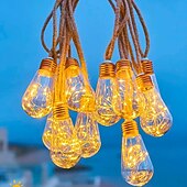 cheap LED String Lights-Solar Outdoor Camping Light Bulb Fairy String Light 8m 16LED Waterproof Wedding Party Atmosphere Landscape Light Home Garden Balcony Fence Tree Christmas Decoration