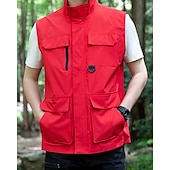 economico Gilet-Per uomo Gilet All&#039;aperto Quotidiano Moda Casual Primavera Autunno Tasca Poliestere Confortevole Semplice Cerniera Collo alla coreana Vestibilità regolare Nero Rosso Blu Cachi Gilet