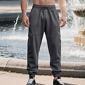 economico Carico-Per uomo Pantaloni sportivi Pantaloni da tuta Joggers Pantaloni da Tuta Cargo Tasca Elastico in vita Coulisse Semplice Comodità Sport all'Aperto Quotidiano Moda Casual Verde militare Nero