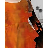 cheap 3D Cartoon Dress-Halloween Girls&#039; 3D Cat Dress Long Sleeve Summer Spring Vacation Daily Holiday Princess Beautiful Sweet Kids 4-12 Years Casual Dress A Line Dress Knee-length Regular Fit
