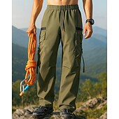 cheap Bottoms-Men&#039;s Cargo Pants Waterproof pants Outdoor Regular Fit Waterproof Windproof Bottoms Pocket Elastic Waist Drawstring Black Army Green Camping / Hiking Running S M L XL