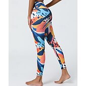 abordables Leggings y mallas de yoga-Mujer Leggings Capri Mallas Leggings de Yoga Control de barriga Alta cintura Gimnasio De Deporte Pilates Prendas de abajo Estampado Negro Amarillo Azul Otoño Deportes Ropa de Deporte Ajuste ceñido