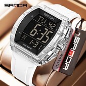 abordables Montres numériques-Sanda 6286 Montre électronique pour étudiant de type tonneau de vin Réveil multifonctionnel Montre numérique électronique pour étudiant Réveil