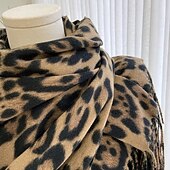 levne Dámské velké šály a přehozy-Dámské Obdélníkový šátek ulice Denní Rande Šedá Žlutá Khaki ŠÁLA Leopard