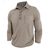 preiswerte Klassisches Poloshirt für Herren-Herren Golfshirt Golf Poloshirts Arbeit Lässig Revers Langarm Basic Modern Farbblock Patchwork Knöpfe Frühling Herbst Normale Passform Aprikose Marineblau Blau Grün Hellgrau Dunkelgray Golfshirt