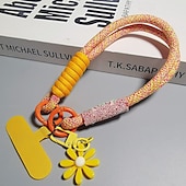 abordables Cordons et dragonnes pour téléphone-Corde courte imprimée pour téléphone portable, pendentif fleur, corde tissée courte à double usage, corde de suspension robuste pour voyage en plein air pour hommes et femmes
