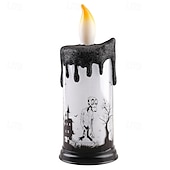 זול קישוטים לתלייה ושולחן של הלואין-נרות לד ליל כל הקדושים - סט של 4 סגנונות אופציונליים, אורות יצירתיים לאווירה של ליל כל הקדושים למסיבה, בר, קישוט הבית