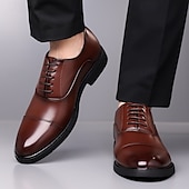 economico Formale-scarpe eleganti oxford marroni da uomo – design classico con punta a punta per lavoro, ufficio ed eventi formali