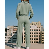 tanie dresy-Damskie Dres Spodnie dresowe Bluza z kapturem Ściągana na sznurek Kieszeń Solidne kolory Zestawy odzież Jesień / Zima Czarny Zielony Piesze wycieczki Trening Obuwie sportowe Odporność na wiatr Lekki