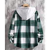 voordelige Herenjacks &amp; jassen-Voor heren Lichtgewicht jack Overhemdjack Vrijetijdsjas shacket Vakantie Dagelijks Ademend Zak Lente Herfst Ruitjes Modieus Klassiek Capuchon Normaal Wijn Rood blauw Groen Jacks