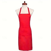 Недорогие Кухонная утварь и гаджеты-Комплект из 8 фартуков унисекс, прочные кухонные фартуки из полиэстера однотонного цвета с регулируемой горловиной и 2 большими карманами, можно стирать в стиральной машине для приготовления пищи,